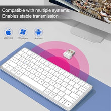 Load image into Gallery viewer, YORUNOHOSHI 2.4G Wireless Keyboard, Ultra Slim Dual Bluetooth Keyboard with Media Hotkeys for Mac/iPad/iPhone/Computer/PC/Desktop/Laptop/Surface and Apple/Windows/Android Rechargeable, Silver, Grey_6008
