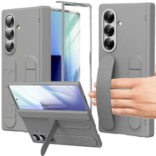 Load image into Gallery viewer, YQODSZ Wrist Strap for Samsung Galaxy Z Fold 7 Case, Finger Strap Full-Body Case with Kickstand Hinge Protection HD Screen Protector Raised Edge Protection Anti-Scratch Stand Cover for Z Fold 7 Grey_1
