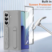 Load image into Gallery viewer, YQODSZ Wrist Strap for Samsung Galaxy Z Fold 7 Case, Finger Strap Full-Body Case with Kickstand Hinge Protection HD Screen Protector Raised Edge Protection Anti-Scratch Stand Cover for Z Fold 7 Grey_4424

