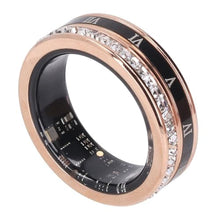 Load image into Gallery viewer, Yunir Smart Ring Health Tracker for Men Women, IP68 Waterproof Fitness Ring with Roman Numerals, Titanium Steel Activity Tracker with Steps &amp; Calories, Magnetic Charging_1
