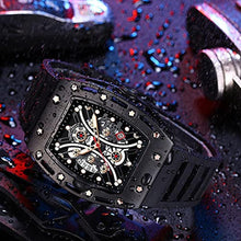 Load image into Gallery viewer, YUNSML Watches for Men Unique Tonneau Casual Wristwatch Fashion Hollow Big Dial Luminous Waterproof Sport Analog Quartz Business Watches for Mens Black Silicon Strap Dress Watch Black Silicone Strap, Blackwatchesmen_987
