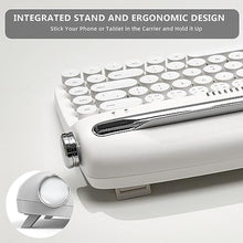 Load image into Gallery viewer, YUNZII Upgraded Retro Typewriter Style Keyboard, USB-C/Bluetooth with Integrated Stand, Cute Round Keycaps for Multi Device, Win/Mac (B309, Sand Beige)_683
