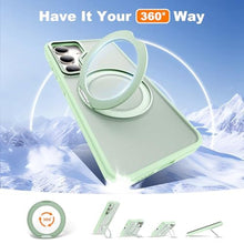 Load image into Gallery viewer, Zalinbo for Samsung Galaxy S25 Case with 360Rotatable Magnetic Ring Stand Compatible with Mag-Safe Military Protection Shockproof Matte Translucent Phone Cases for Samsung Galaxy S25,Green_3604
