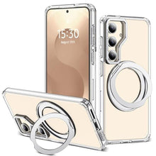 Load image into Gallery viewer, Zalinbo for Samsung Galaxy S25 Plus Case with 360Rotatable Magnetic Ring Stand Compatible with Mag-Safe Military Protection Shockproof Transparent Phone Cases for Galaxy S25+,Clear_1
