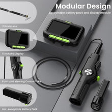 Load image into Gallery viewer, Zealtron Two-Way Articulating Borescope with Light, 3.9mm Articulating Probe Industrial Endoscope Camera with 3.3ft/1m Self-Resetting Tube, 5" IPS Screen Inspection Camera with Light for Engine/Pipe, black_2977
