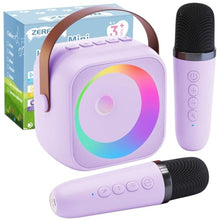 Load image into Gallery viewer, ZERFUN Mini Karaoke Machine for Kids Adults, Karaoke Microphone Wireless Microphones Rechargeable with Bluetooth Speaker, Girls Kids Birthday Christmas Toys Gifts Presents, Purple_1

