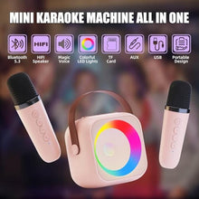 Load image into Gallery viewer, ZERFUN Mini Karaoke Machine Microphone for Kids Adults, Wireless Microphones Rechargeable with Bluetooth Speaker, Toys Gifts Presents for Girls Toddler Birthday Christmas, Pink_4781
