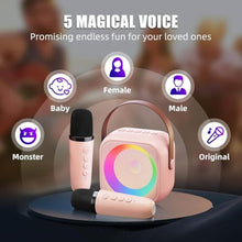 Load image into Gallery viewer, ZERFUN Mini Karaoke Machine Microphone for Kids Adults, Wireless Microphones Rechargeable with Bluetooth Speaker, Toys Gifts Presents for Girls Toddler Birthday Christmas, Pink_4782
