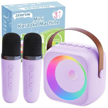 Load image into Gallery viewer, ZERFUN Mini Karaoke Machine Microphone for Kids Adults, Wireless Microphones Rechargeable with Bluetooth Speaker, Toys Gifts Presents for Girls Toddler Birthday Christmas, Purple_1
