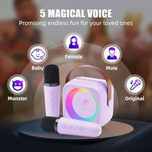 Load image into Gallery viewer, ZERFUN Mini Karaoke Machine Microphone for Kids Adults, Wireless Microphones Rechargeable with Bluetooth Speaker, Toys Gifts Presents for Girls Toddler Birthday Christmas, Purple_4812
