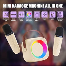 Load image into Gallery viewer, ZERFUN Mini Karaoke Machine Microphone for Kids Adults, Wireless Microphones Rechargeable with Bluetooth Speaker, Toys Gifts Presents for Girls Boys Toddler Birthday Christmas, Beige_4608
