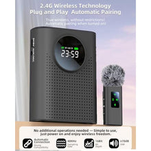 Load image into Gallery viewer, ZERFUN S67 Rechargeable Voice Amplifier Wireless Microphone for Teachers Classroom, Mini Lavalier Lapel Mic Clip Magnetic, Portable Bluetooth Speaker with LED Display for Class, Tour Guide, Black_884
