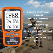 Load image into Gallery viewer, ZIBOO FT-1000W Solar Panel Tester MPPT Meter - 1000W Max Power, 80V/35A PV Module Tester for Voc/Isc, Open Circuit Voltage &amp; Short Circuit Current, with Backlight &amp; Data Hold_19
