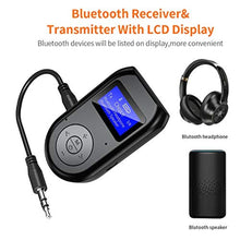 Load image into Gallery viewer, ZIIDOO 4-in-1 Wireless Bluetooth Adapter with Display Screen, Low Latency Bluetooth 5.0 Audio Adapter for TV, PC, Car, Home Stereo System, Black_2868
