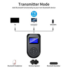 Load image into Gallery viewer, ZIIDOO 4-in-1 Wireless Bluetooth Adapter with Display Screen, Low Latency Bluetooth 5.0 Audio Adapter for TV, PC, Car, Home Stereo System, Black_2871
