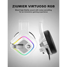 Load image into Gallery viewer, ZIUMIER Z66 White Gaming Headset with Microphone, Wired Over-Ear Headphone for PC PS4 PS5 Xbox One Controller, RGB LED Light, Bass Surround Sound_5828
