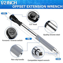 Load image into Gallery viewer, ZMCYNG 1/2" Offset Extension Wrench Impact Rated Ratchet for Electric Drill, Silver_652
