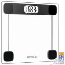 Load image into Gallery viewer, ZOETOUCH Scale for Body Weight, Accurate Bathroom Scales, Digital Weighing Machine for People, 400lb Capacity, LCD Display, Step-On Technology, Tempered Glass, Measuring Tape Included, Transparent_1
