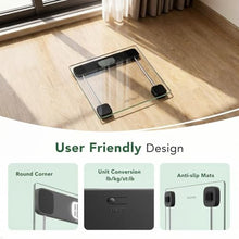 Load image into Gallery viewer, ZOETOUCH Scale for Body Weight, Accurate Bathroom Scales, Digital Weighing Machine for People, 400lb Capacity, LCD Display, Step-On Technology, Tempered Glass, Measuring Tape Included, Transparent_8170
