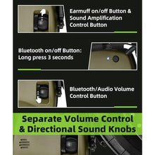 Load image into Gallery viewer, ZOHAN 035 Bluetooth 6.0 Shooting Ear Protection Earmuff, Active Noise Canceling, Hearing Protection with Sound Amplification (Green Bluetooth)_8545
