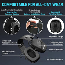 Load image into Gallery viewer, ZOHAN EM054 Electronic Ear Protection for Shooting Range with Sound Amplification Noise Reduction, Ear Muffs for Gun Range (Black), Ablack_4028
