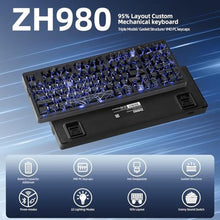 Load image into Gallery viewer, ZORNHER ZH980 Mechanical Keyboard Wireless,95% Creamy Keyboard with Number Pad,Gaming Keyboard with Number Pad,Shine Through Spider Web PC,Creamy Sounding Linear Switches,Full Size_1
