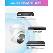 Load image into Gallery viewer, ZOSI 2PK 4K 8MP Security PoE IP Camera with Ethernet Cables,Person/Vehicle Detection,Night Vision,Sound &amp; Light Alarm,2-Way Audio,Weatherproof Outdoor Dome Camera Only Compatible with ZOSI 4K POE NVR, White_2903
