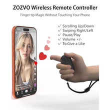 Load image into Gallery viewer, ZOZVO Wireless Remote Controller for iOS/Android Bluetooth Remote Control for TikTok Scrolling/Camera/Video Recording/Kindle App (Black)_223
