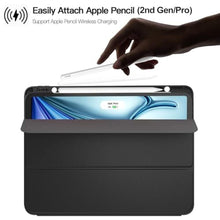 Load image into Gallery viewer, ZtotopCases for iPad Air 13 Inch Case/iPad Pro 12.9 3rd Generation 2018 with Pencil Holder, Lightweight Slim Soft TPU Back Trifold Smart Cover with Auto Sleep/Wake, Black_8063
