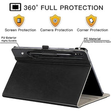 Load image into Gallery viewer, ZtotopCases for Samsung Galaxy Tab S10 Plus/ S9 Plus/ S9 FE Plus 5G 12.4'', Premium PU Leather Cover with Hand Strap/Front Pocket/S Pen Holder for Tablet S10+/S9+/S9 FE+, Black_8361

