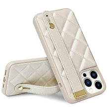 Load image into Gallery viewer, ZVE for iPhone 15 Pro Max Kickstand Case - Quilted Leather Cover with Stand for Women, Compatible with 6.7 inch iPhone 15 Pro Max - Beige_1
