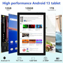 Load image into Gallery viewer, ZZB Tablet with Keyboard 10 inch Tablet 2 in 1 Tablets Including Mouse Case Stylus 12GB+128GB Supports 1TB Expansion Android 13 Tableta 10.1" HD Touch Screen 8MP Dual Camera BT WIFI6 5G Android Tab, BlackGB_1070
