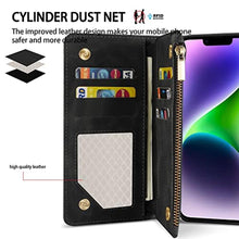 Load image into Gallery viewer, ZZXX for iPhone 14 Plus Case Wallet with [RFID Blocking] Card Slot Premium Soft PU Leather Zipper Flip Folio with Wrist Strap Kickstand Protective Cover for iPhone 14 Plus Wallet Case(Black-6.7 inch)_8216
