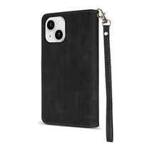 Load image into Gallery viewer, ZZXX for iPhone 14 Plus Case Wallet with [RFID Blocking] Card Slot Premium Soft PU Leather Zipper Flip Folio with Wrist Strap Kickstand Protective Cover for iPhone 14 Plus Wallet Case(Black-6.7 inch)_8218
