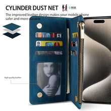 Load image into Gallery viewer, ZZXX for iPhone 15 Pro Max Case Wallet with [RFID Blocking] Card Slot Premium Soft PU Leather Folio Flip with Wrist Strap Protective Phone Cover for iPhone 15 Pro Max Wallet Case(Blue-6.7 inch)_7723
