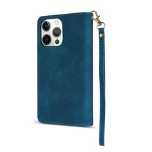 Load image into Gallery viewer, ZZXX for iPhone 15 Pro Max Case Wallet with [RFID Blocking] Card Slot Premium Soft PU Leather Folio Flip with Wrist Strap Protective Phone Cover for iPhone 15 Pro Max Wallet Case(Blue-6.7 inch)_7725
