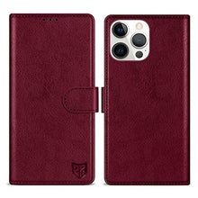 Load image into Gallery viewer, ZZXX for iPhone 15 Pro Max Wallet Case with [RFID Blocking] Card Slot Kickstand Magnetic Closure Leather Flip Fold Protective Phone Case for iPhone 15 Pro Max Case Wallet(Wine Red-6.7 inch), WineRed_1

