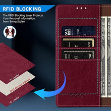 Load image into Gallery viewer, ZZXX for iPhone 15 Pro Max Wallet Case with [RFID Blocking] Card Slot Kickstand Magnetic Closure Leather Flip Fold Protective Phone Case for iPhone 15 Pro Max Case Wallet(Wine Red-6.7 inch), WineRed_8420
