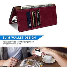 Load image into Gallery viewer, ZZXX for iPhone 15 Pro Max Wallet Case with [RFID Blocking] Card Slot Kickstand Magnetic Closure Leather Flip Fold Protective Phone Case for iPhone 15 Pro Max Case Wallet(Wine Red-6.7 inch), WineRed_8421
