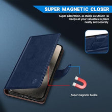 Load image into Gallery viewer, ZZXX for iPhone 15 Pro Max Wallet Case with [RFID Blocking] Card Slot Kickstand Magnetic Closure Leather Flip Fold Protective Phone Case for iPhone 15 Pro Max Case Wallet(Blue-6.7 inch)_7729
