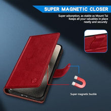 Load image into Gallery viewer, ZZXX for iPhone 15 Pro Max Wallet Case with [RFID Blocking] Card Slot Kickstand Magnetic Closure Leather Flip Fold Protective Phone Case for iPhone 15 Pro Max Case Wallet(Red-6.7 inch)_8388

