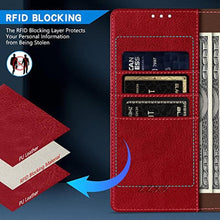 Load image into Gallery viewer, ZZXX for iPhone 15 Pro Max Wallet Case with [RFID Blocking] Card Slot Kickstand Magnetic Closure Leather Flip Fold Protective Phone Case for iPhone 15 Pro Max Case Wallet(Red-6.7 inch)_8389
