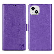 Load image into Gallery viewer, ZZXX for iPhone 15 Wallet Case with [RFID Blocking] Card Slot Kickstand Magnetic Closure Leather Flip Fold Protective Phone Case for iPhone 15 Case Wallet(Purple-6.1 inch)_1
