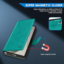 Load image into Gallery viewer, ZZXX for Samsung Galaxy S24 Ultra Wallet Case with [RFID Blocking] Card Slot Kickstand Magnetic Closure Leather Flip Fold Protective Phone Case for Galaxy S24 Ultra Case Wallet(Lake Blue-6.8 inch), LakeBlue_7614
