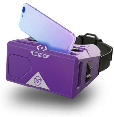 Merge VR Headset - Augmented Reality and Virtual Reality Headset, Play Educational Games and watch 360 Degree Videos, STEM Tool for Classroom and Home, Works with iPhone and Android (Pulsar Purple)