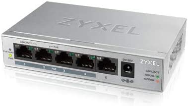 Zyxel 5 Port Gigabit Unmanaged 4 x PoE+ with 60 Watt Budget, [GS1005HP]