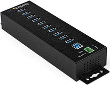 Load image into Gallery viewer, StarTech.com 10 Port USB Hub with Power Adapter - Surge Protection - Metal Industrial USB 3.0 Data Transfer Hub - Din Rail, Wall or Desk Mountable - High Speed USB 3.1 Gen 1 5Gbps Hub (HB30A10AME)
