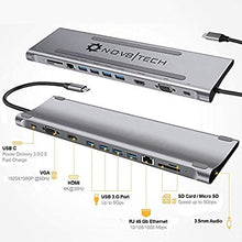 Load image into Gallery viewer, NOV8Tech USB C Hub Docking Station, 11-in-1 Type C Dock for M1 MacBook Pro Air 2021-2016 &amp; USB C Laptops, Triple Display 4K HDMI &amp; VGA, 100W USB-C PD, Gigabit Ethernet, SD/Micro SD, 4XUSB 3, Audio/Mic
