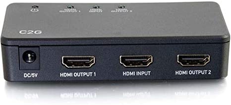 C2G HDMI Splitter, 4K, UHD, 2 Port, Black, Cables to Go 41057