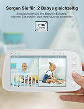 Load image into Gallery viewer, Baby Monitor Split View, 5&quot; 720P Video Baby Monitor with 2 Cameras, Audio and Visual Monitoring, Infrared Night Vision and Thermal Monitor, 900ft Range, 4500mAh Battery
